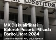 MK Diskualifikasi Seluruh Pasangan Calon Bupati Dan Wakil Bupati Pada Pilkada Barito Utara 2024.
