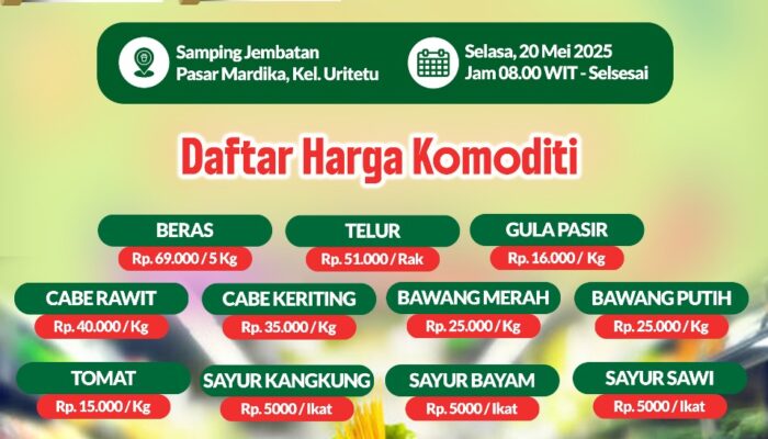 Gerakan Pangan Murah (GPM) Pemkot Ambon, Inilah Jadwalnya Selama 5 Hari.!