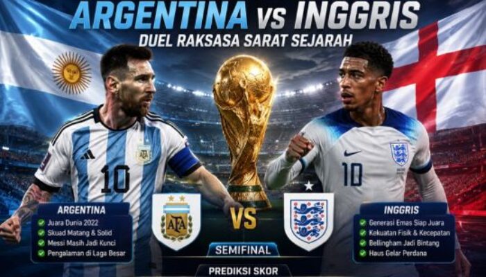 Prediksi Semifinal Piala Dunia 2026: Argentina vs Inggris, Duel Raksasa Sarat Sejarah