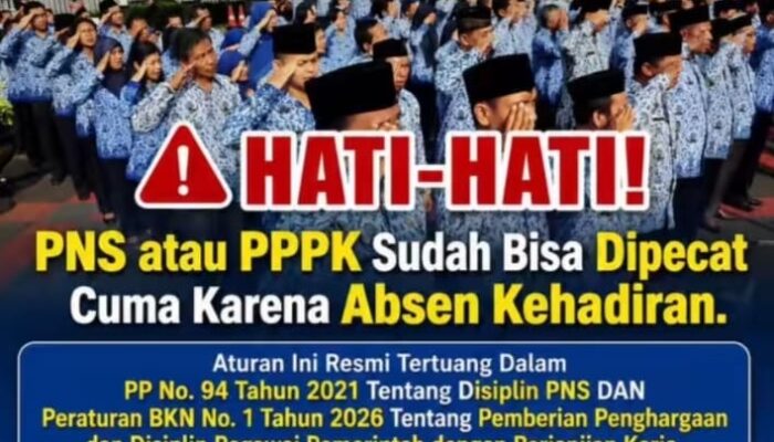 Peringatan Keras Bagi ASN dan PPPK Nakal Bisa Dipecat Hanya Karena Absensi Online Fiktif